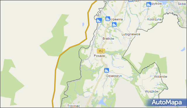 mapa Posada gmina Bogatynia, Posada gmina Bogatynia na mapie Targeo