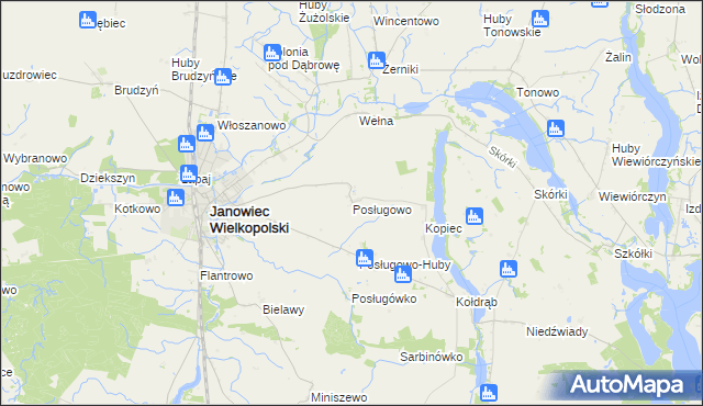 mapa Posługowo, Posługowo na mapie Targeo