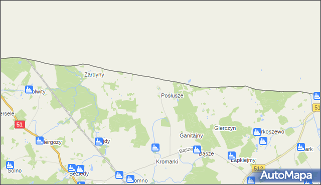 mapa Posłusze, Posłusze na mapie Targeo