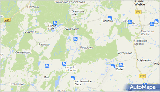 mapa Postołowo gmina Trąbki Wielkie, Postołowo gmina Trąbki Wielkie na mapie Targeo