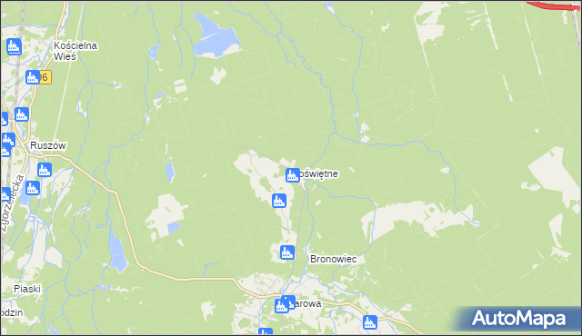 mapa Poświętne gmina Osiecznica, Poświętne gmina Osiecznica na mapie Targeo