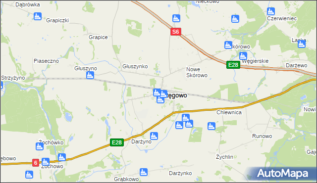 mapa Potęgowo powiat słupski, Potęgowo powiat słupski na mapie Targeo