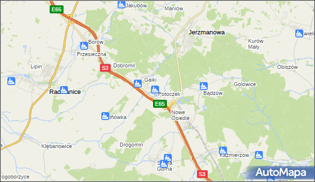 mapa Potoczek gmina Jerzmanowa, Potoczek gmina Jerzmanowa na mapie Targeo