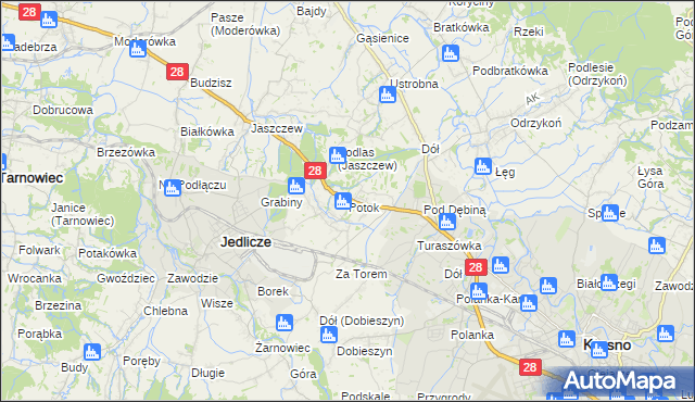 mapa Potok gmina Jedlicze, Potok gmina Jedlicze na mapie Targeo