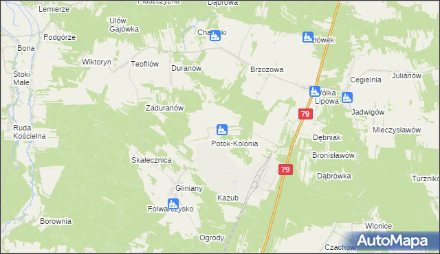 mapa Potok gmina Ożarów, Potok gmina Ożarów na mapie Targeo