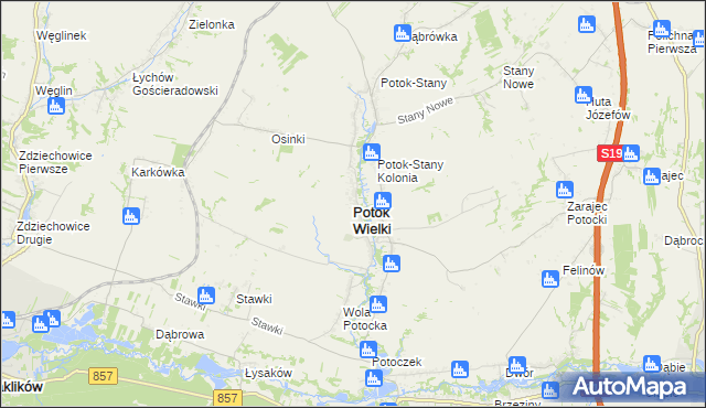 mapa Potok Wielki powiat janowski, Potok Wielki powiat janowski na mapie Targeo