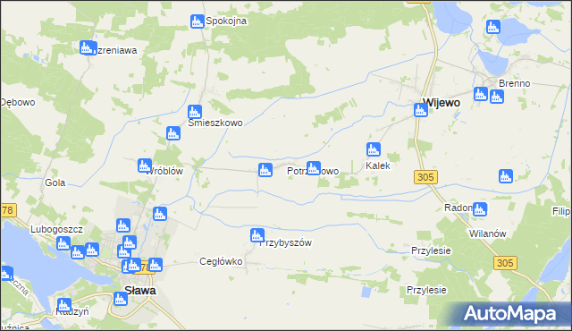 mapa Potrzebowo gmina Wijewo, Potrzebowo gmina Wijewo na mapie Targeo