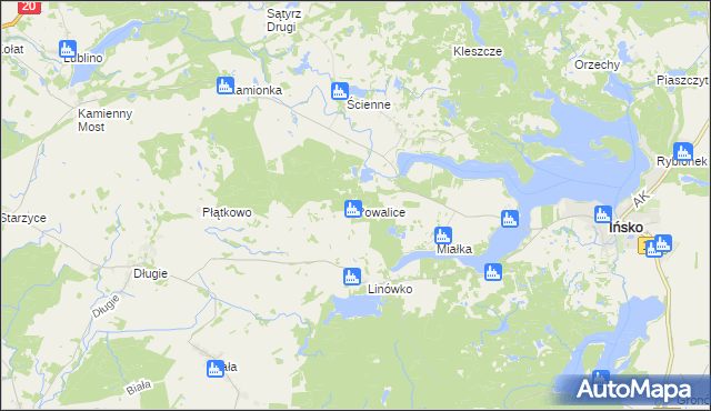 mapa Powalice gmina Ińsko, Powalice gmina Ińsko na mapie Targeo