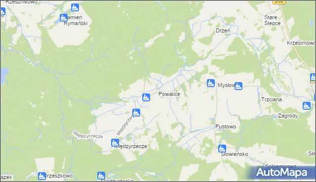 mapa Powalice gmina Sławoborze, Powalice gmina Sławoborze na mapie Targeo