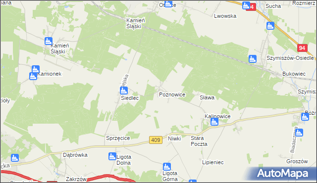 mapa Poznowice, Poznowice na mapie Targeo