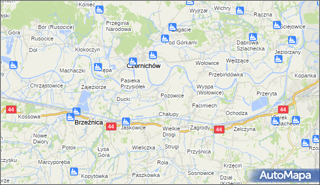 mapa Pozowice, Pozowice na mapie Targeo