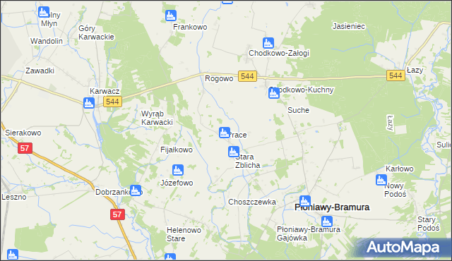 mapa Prace, Prace na mapie Targeo