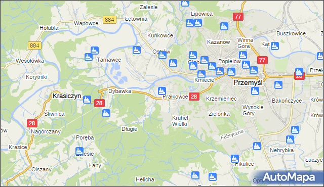 mapa Prałkowce, Prałkowce na mapie Targeo