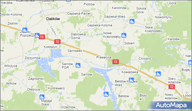 mapa Prawęcice, Prawęcice na mapie Targeo