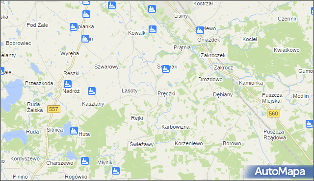 mapa Pręczki, Pręczki na mapie Targeo