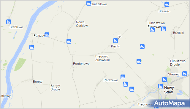 mapa Pręgowo Żuławskie, Pręgowo Żuławskie na mapie Targeo