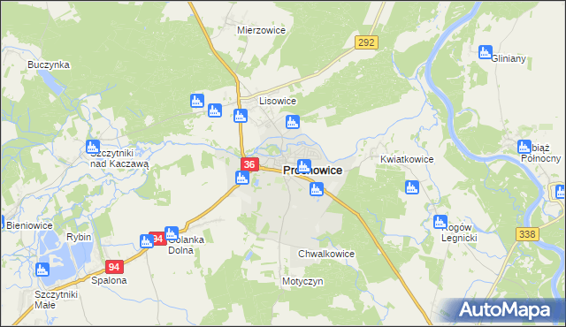 mapa Prochowice, Prochowice na mapie Targeo