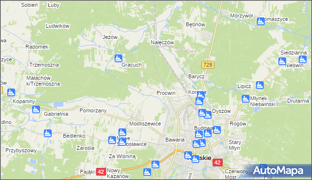 mapa Proćwin, Proćwin na mapie Targeo