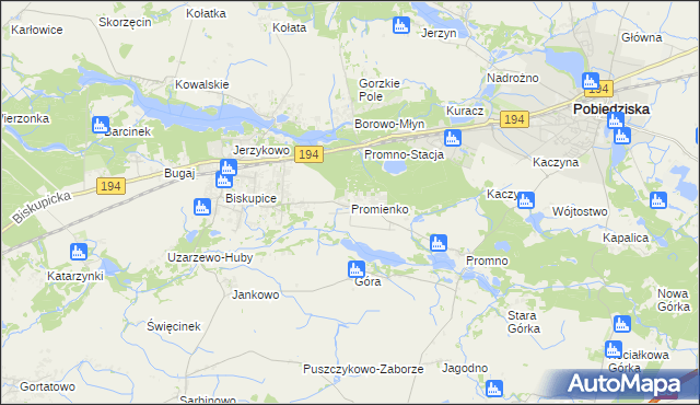 mapa Promienko, Promienko na mapie Targeo