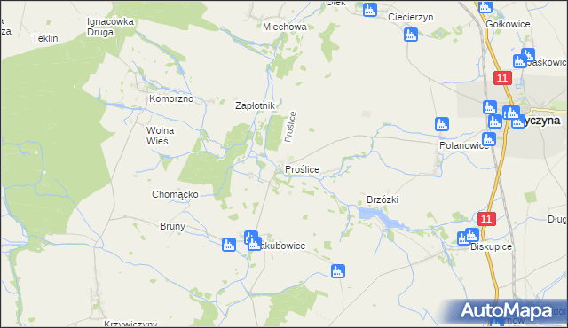 mapa Proślice, Proślice na mapie Targeo