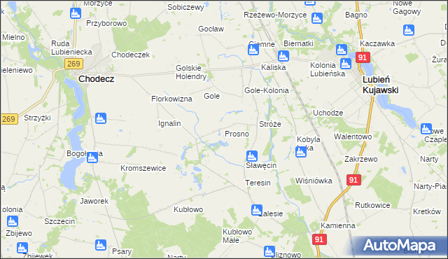 mapa Prosno gmina Chodecz, Prosno gmina Chodecz na mapie Targeo