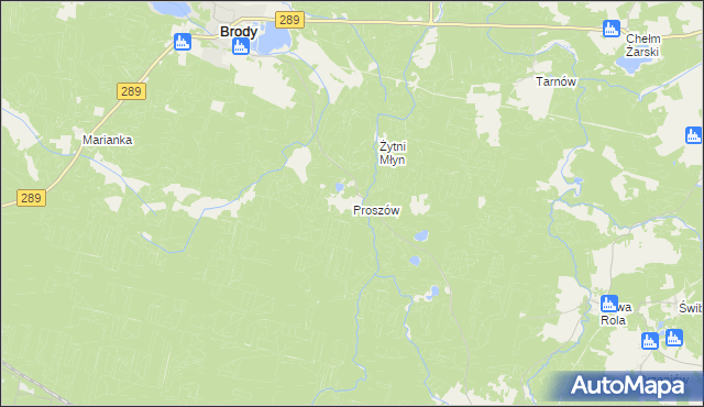 mapa Proszów gmina Brody, Proszów gmina Brody na mapie Targeo