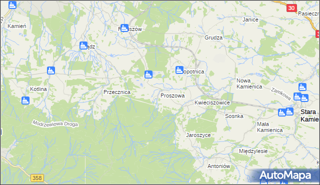 mapa Proszowa, Proszowa na mapie Targeo