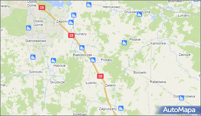 mapa Protasy, Protasy na mapie Targeo