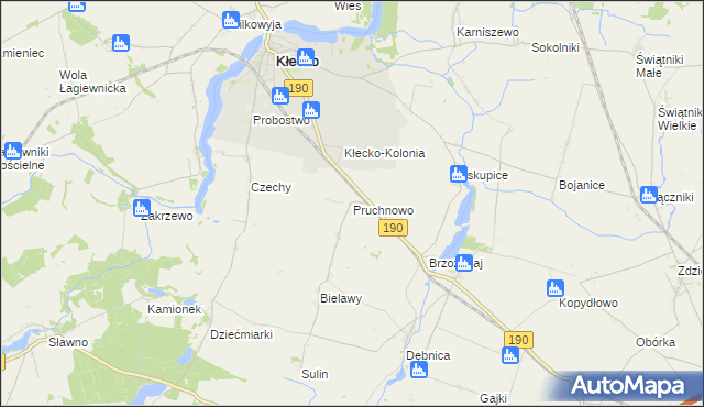 mapa Pruchnowo gmina Kłecko, Pruchnowo gmina Kłecko na mapie Targeo