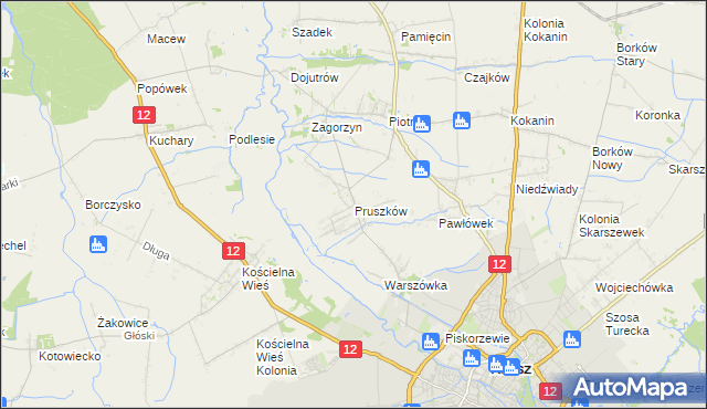 mapa Pruszków gmina Blizanów, Pruszków gmina Blizanów na mapie Targeo