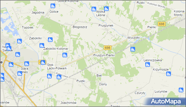 mapa Pruszyn-Pieńki, Pruszyn-Pieńki na mapie Targeo