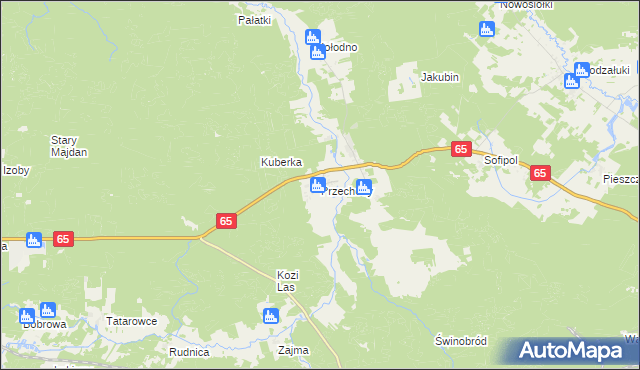 mapa Przechody gmina Gródek, Przechody gmina Gródek na mapie Targeo