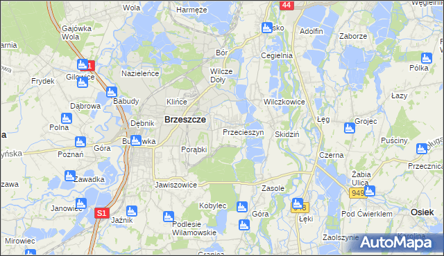 mapa Przecieszyn, Przecieszyn na mapie Targeo