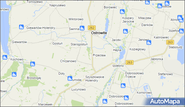 mapa Przecław gmina Ostrowite, Przecław gmina Ostrowite na mapie Targeo