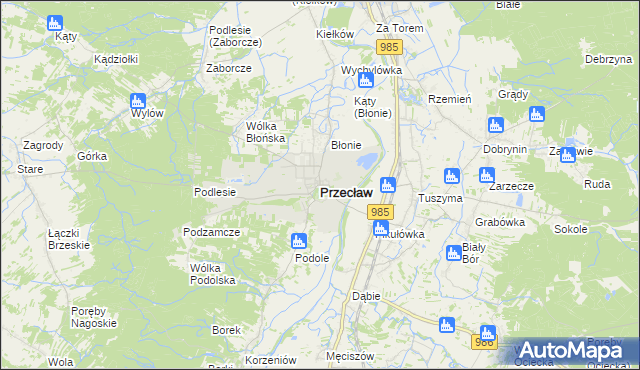 mapa Przecław powiat mielecki, Przecław powiat mielecki na mapie Targeo