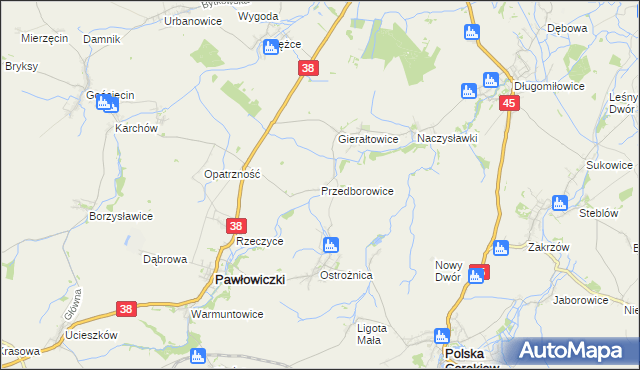 mapa Przedborowice, Przedborowice na mapie Targeo