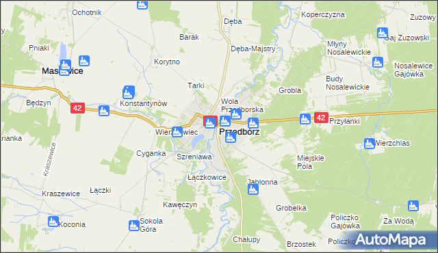 mapa Przedbórz powiat radomszczański, Przedbórz powiat radomszczański na mapie Targeo