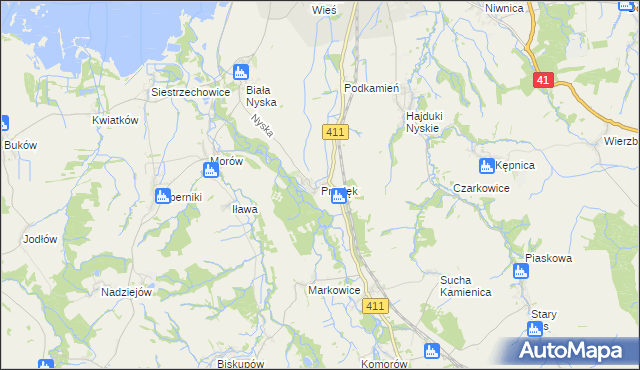 mapa Przełęk gmina Nysa, Przełęk gmina Nysa na mapie Targeo