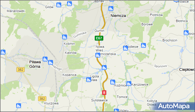 mapa Przerzeczyn-Zdrój, Przerzeczyn-Zdrój na mapie Targeo