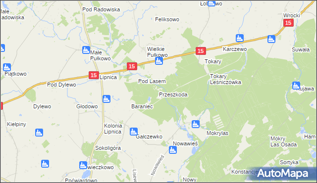 mapa Przeszkoda gmina Golub-Dobrzyń, Przeszkoda gmina Golub-Dobrzyń na mapie Targeo