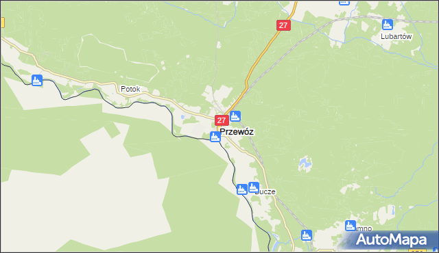 mapa Przewóz powiat żarski, Przewóz powiat żarski na mapie Targeo