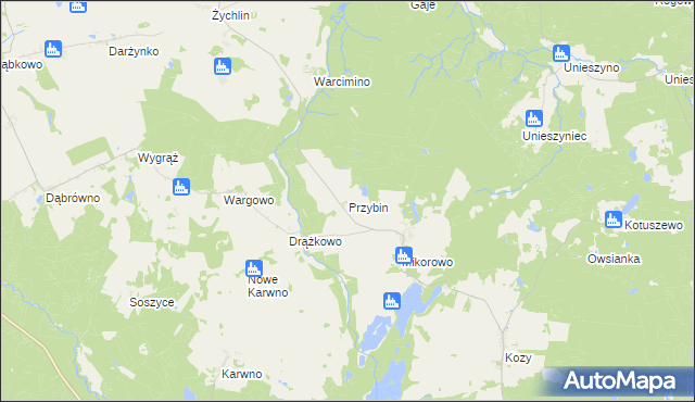 mapa Przybin, Przybin na mapie Targeo