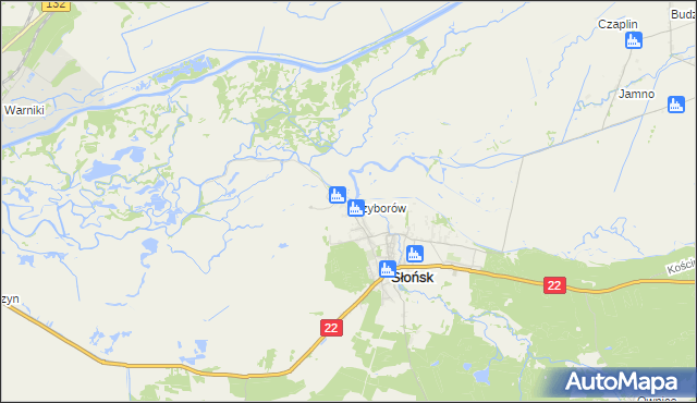 mapa Przyborów gmina Słońsk, Przyborów gmina Słońsk na mapie Targeo