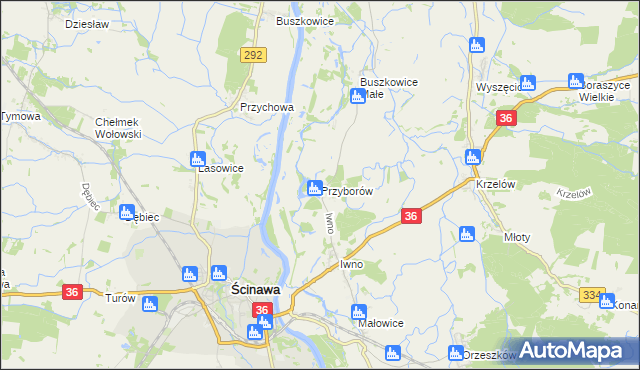 mapa Przyborów gmina Wińsko, Przyborów gmina Wińsko na mapie Targeo