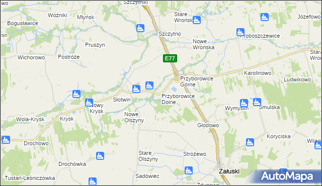 mapa Przyborowice Dolne, Przyborowice Dolne na mapie Targeo