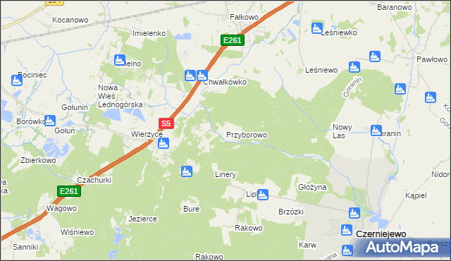 mapa Przyborowo gmina Łubowo, Przyborowo gmina Łubowo na mapie Targeo