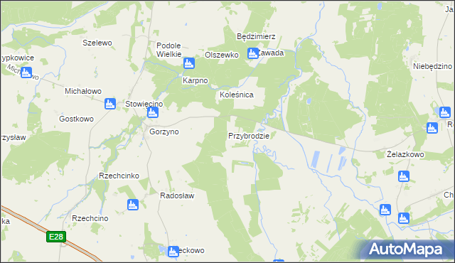 mapa Przybrodzie gmina Główczyce, Przybrodzie gmina Główczyce na mapie Targeo