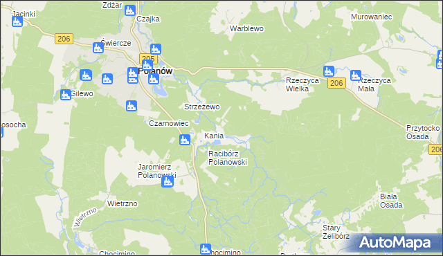 mapa Przybrodzie gmina Polanów, Przybrodzie gmina Polanów na mapie Targeo