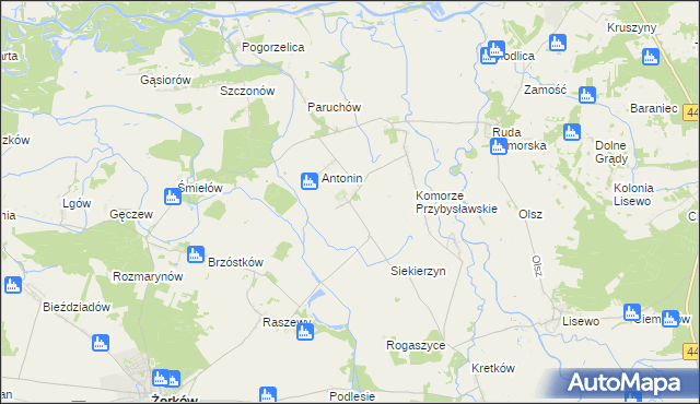 mapa Przybysław gmina Żerków, Przybysław gmina Żerków na mapie Targeo