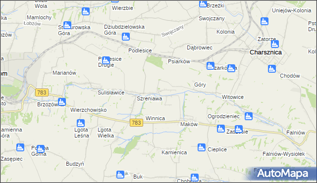 mapa Przybysławice gmina Gołcza, Przybysławice gmina Gołcza na mapie Targeo